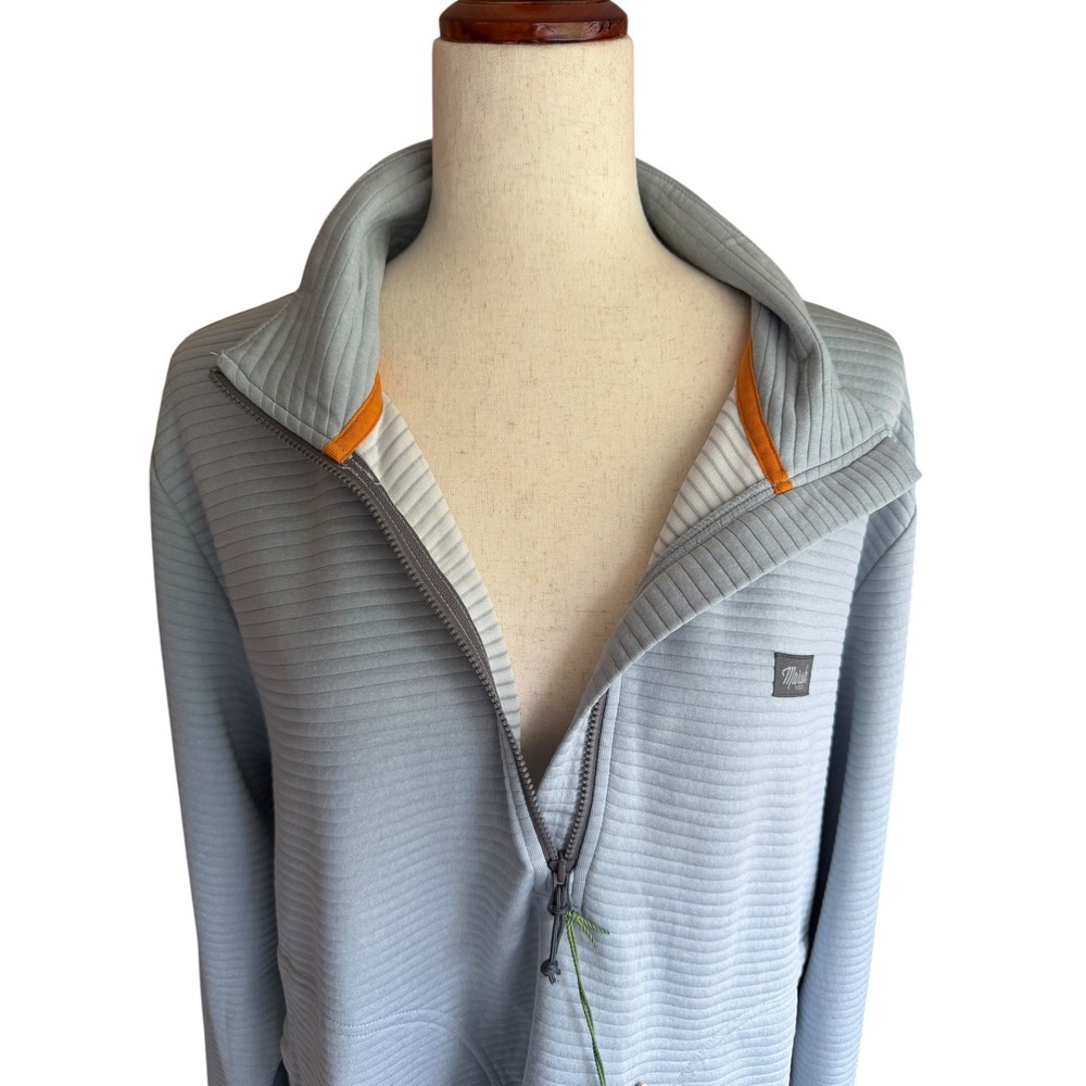 Marsh Wear Womens Ribbed Quarter Zip Pullover Light Blue Long Sleeve Top NWT XL - Picture 4 of 11